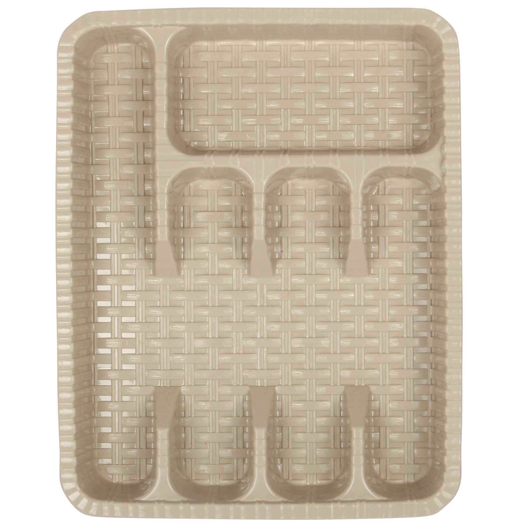 Jolie Max Beige Kitchen Cutlery Tray. 5 Compartment Plastic Drawer Organizer Holder. (Beige)