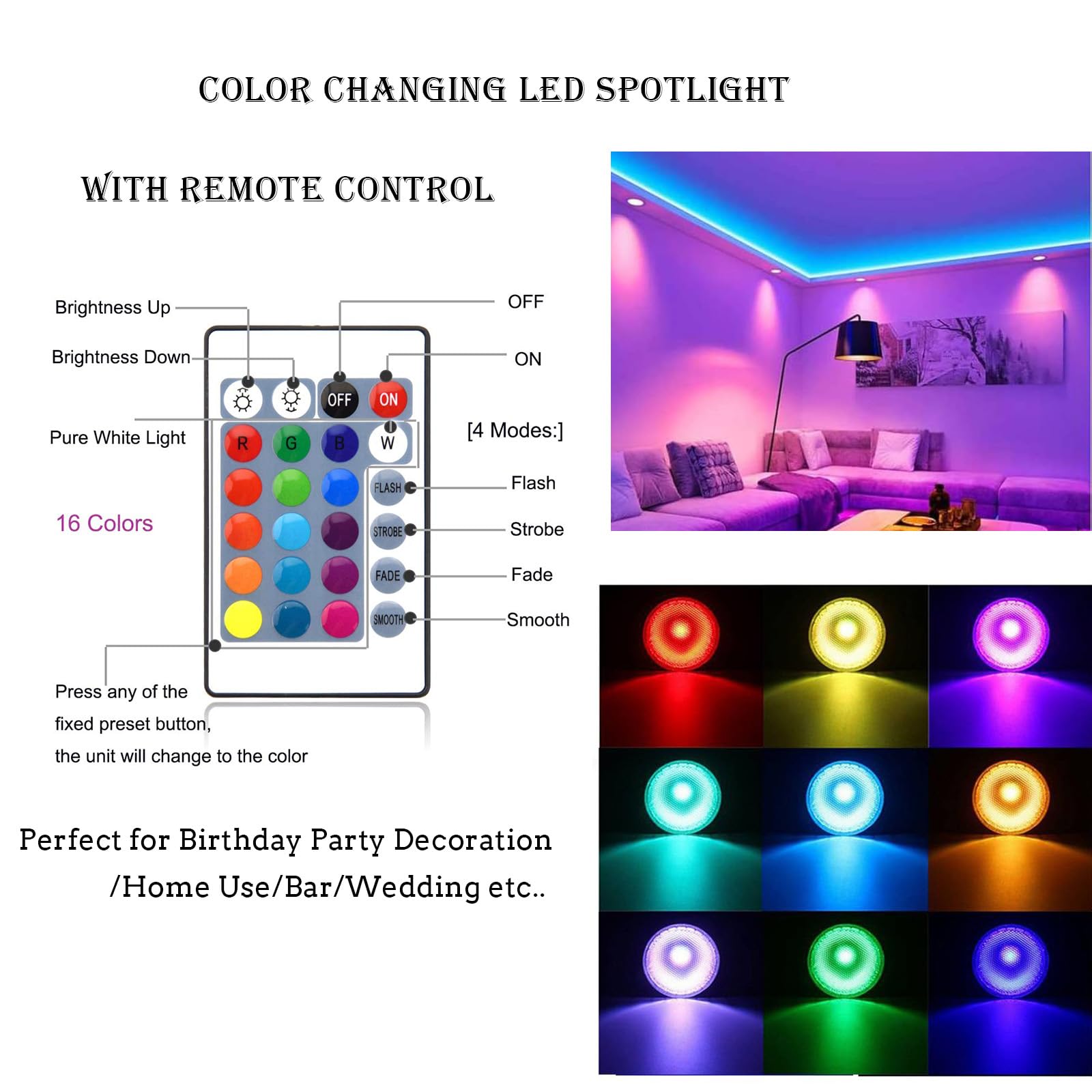 Y.W.Licht PAR38 LED lamp 20W RGB E27 Dimmable Waterproof IP65 Spotlight Aluminium Bulb Colour Change Lighting 120° Beam Angle for Indoor/Outdoor use(1 piece) - Image 2