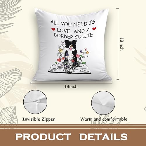Miniatura 6 de NATSUNO Fundas de almohada Border Collie, regalos de Border Collie, fundas de almohada Border Collie de 18 x 18 pulgadas, All You Need is Love A