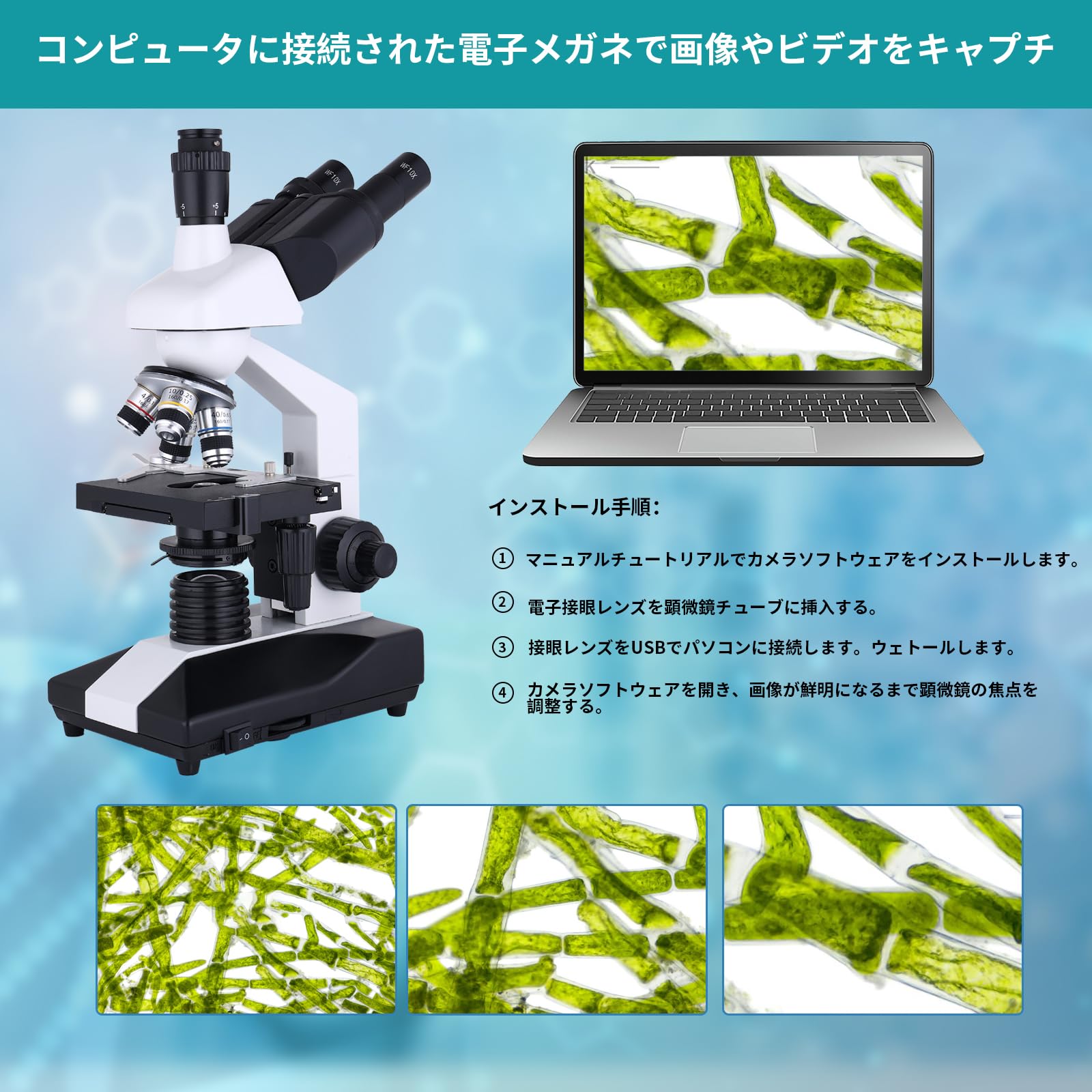 Amazon.co.jp: erwicm の雑種の Trinocular 顕微鏡、40X-5000X 最高 