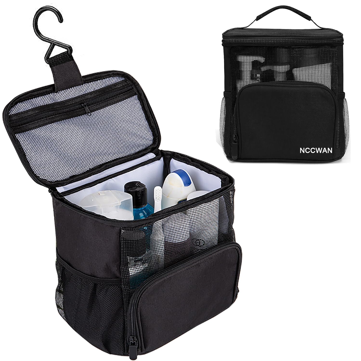 NCCWAN Portable Shower Caddy Dorm Room Essentials Shower Caddy College Hanging Mesh Shower Bag for Tote Traveling Gym