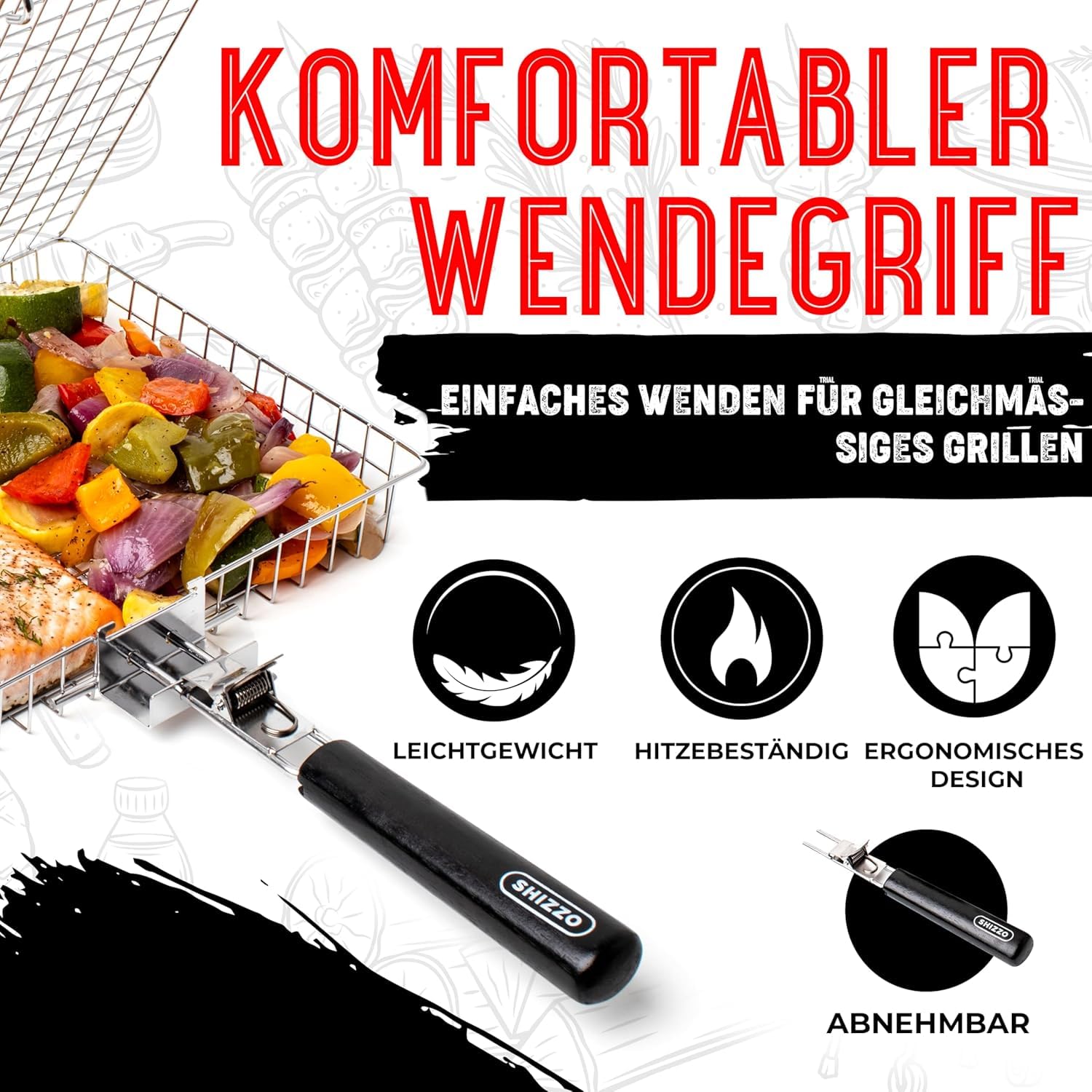 SHIZZO Grillkorb, Barbecue-Bbq-Grillkorb, Große Faltbare Grillkörbe Aus Edelstahl Mit Griff, Tragbarer Outdoor-Camping-Grillrost Für Fisch, Garnelen, Gemüse