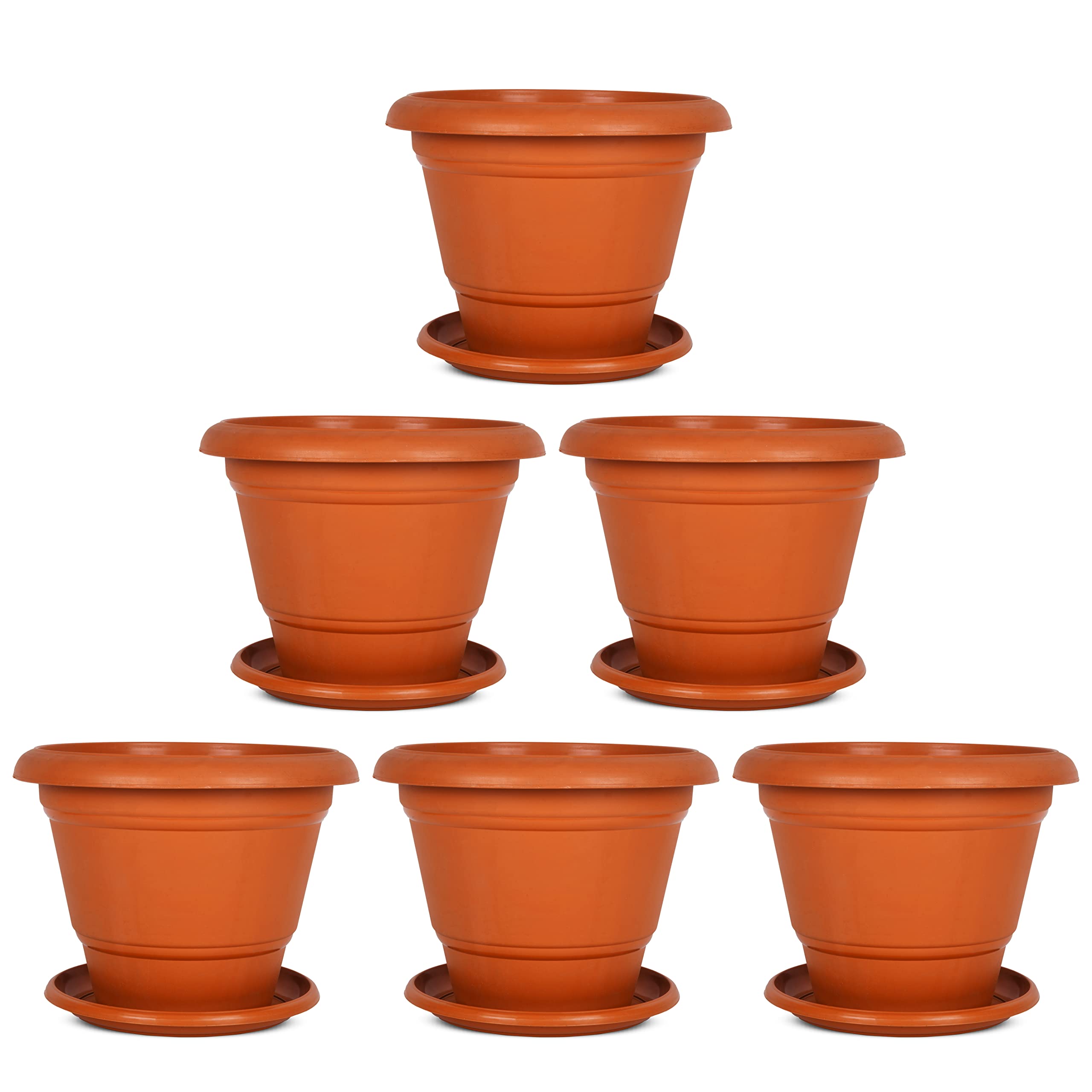 HINS Plastic Evergreen Pot with Plate for Home and Decor Plant Pot for Indoor and Outdoor Gardening Gamla for Garden Succulent Pot Empty I (Terracotta Pot with Plate, 12 Inch Set of 6) (B0BYDS9QKZ) Amazon Price History, Amazon Price Tracker