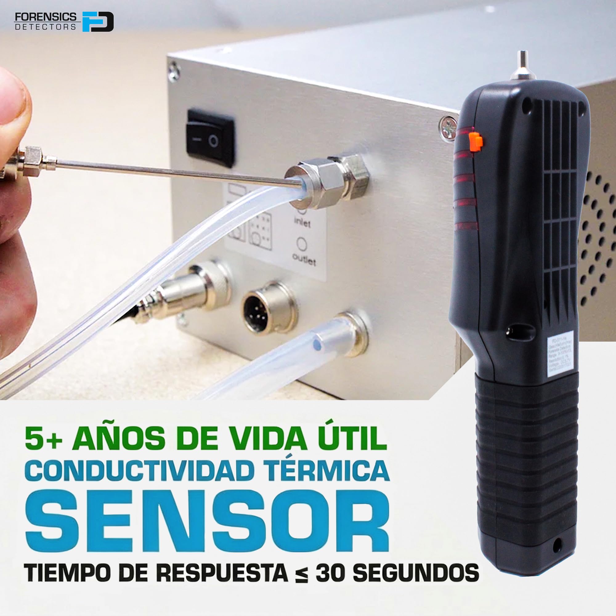 Analizador de Helio (He) | Certificado de Calibración EU | Detección de Pureza y Fugas | 0–100% | Resolución de 0,1 ppm | Bomba y Sonda Integradas