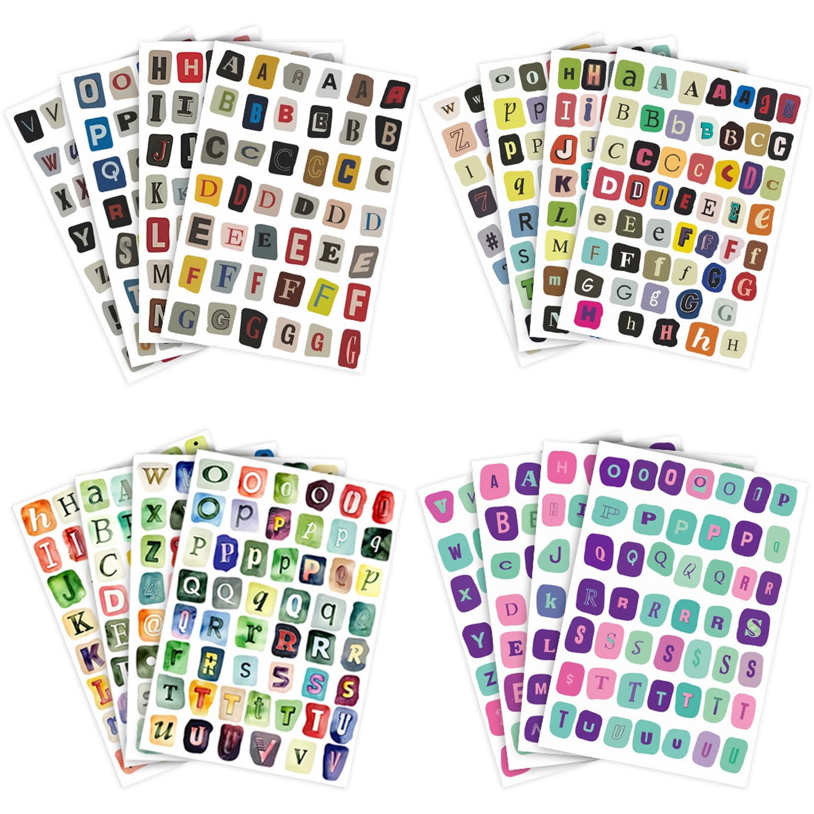 762Pcs Watercolor Letter Stickers, Vintage Alphabet Stickers for Scrapbooking, Waterproof PVC Stickers for Journal, Planner, Laptop, DIY Craft Projects and Decorative Scrapbook Supplies