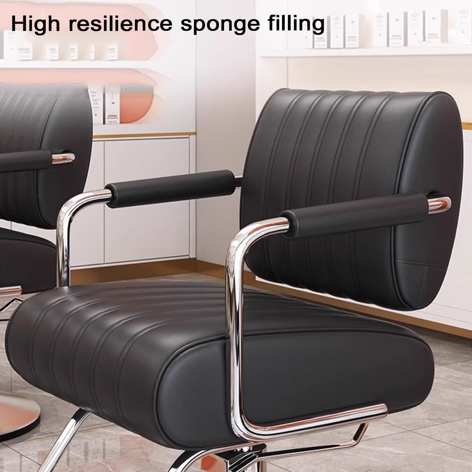 Silla Barberia Hombre Profesional Ergonomía Ergonomía Altura Ajustable Cuero de PU Sillon Barbero con Base Galvanizada En Negro Capacidad de Carga 200 Kg para Salones y Spas(Gray)