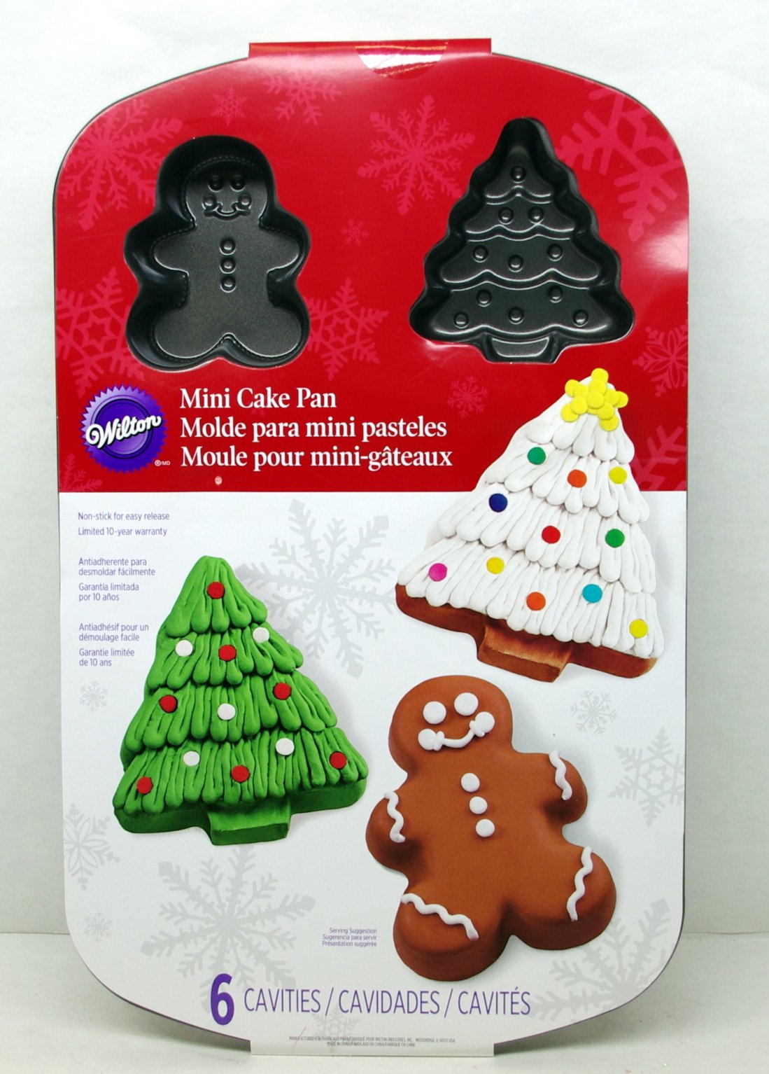 Wilton Mini Christmas Cake Pan - Gingerbread Man & Christmas Tree - 6 Molds Non-stick