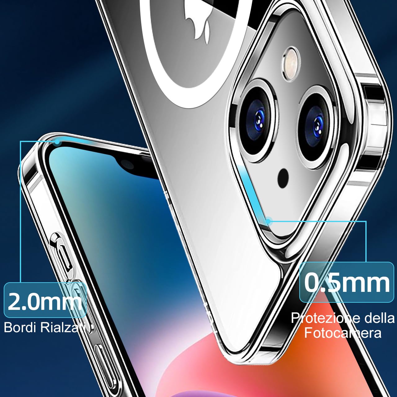 tigratigro Cover Magnetica per iPhone 14, Compatibile con MagSafe Ricarica Wireless, Anti Ingiallimento, Antiurto di Grado Militare, Custodia magnetica, Retro Antigraffio Trasparente