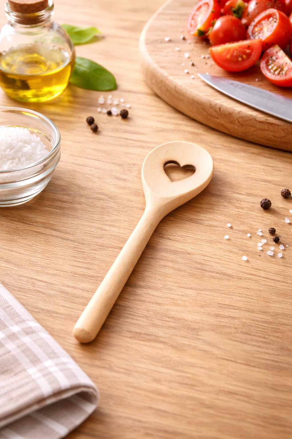 teemando® 5 cucchiai da cucina in legno con cuore, 30 cm