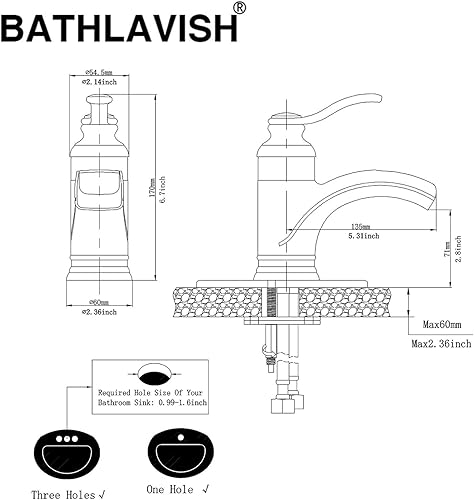 Miniatura 2 de Grifo de baño de níquel cepillado, lavabo de cascada, lavabo de un solo agujero, 1 manija montada en la cubierta con acabado de cepillo mezclador