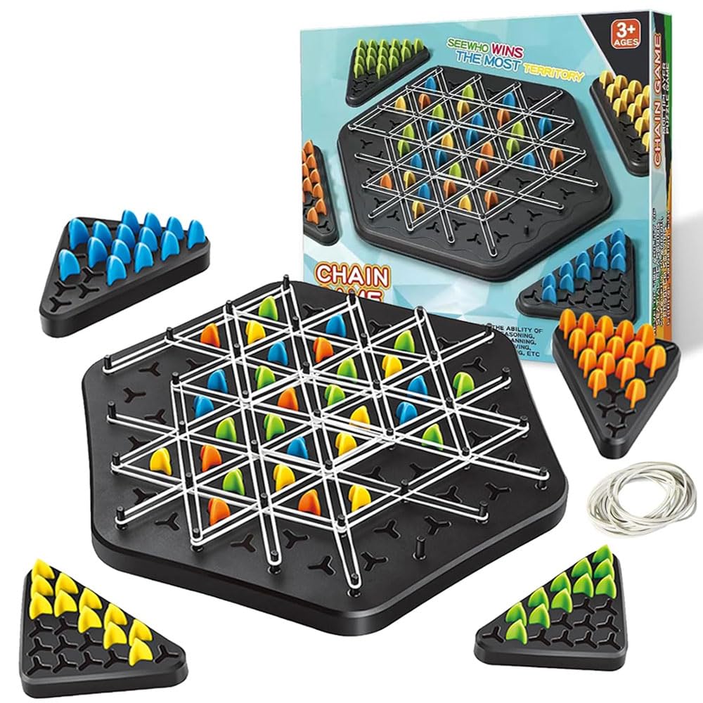 Dreieck Spiel Mit Gummi,Ketten Dreieck Schachspiel,Spiel mit Gummibändern Dreieck,Geometrisches Schachspiel,Dreieck Brettspiel,Chain Triangle Chess,Brain Games Triangle