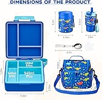 Vista 7 de Lunch Box Set with Bento Box Container, 17OZ Stainless Steel Food Soup Thermo, Kids Water Bottle & Portable Insulated Lunch Bag, Leakproof, Hot/Cold