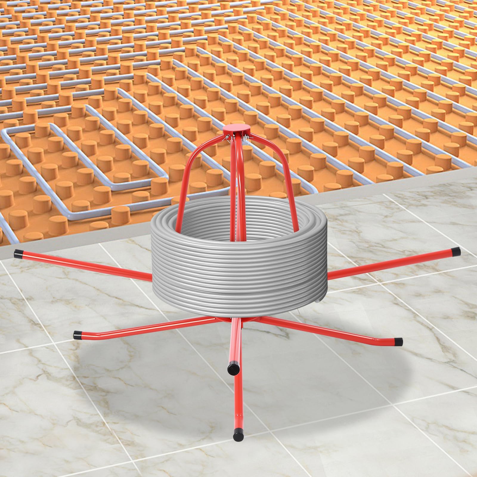 Max.400LBS - Bobina de tubo de calefacción por suelo radiante para PEX PERT AL/PEX, tubo compuesto de un solo rodamiento para calefacción por suelo radiante, enrollador de cables, enrollador con bolsa