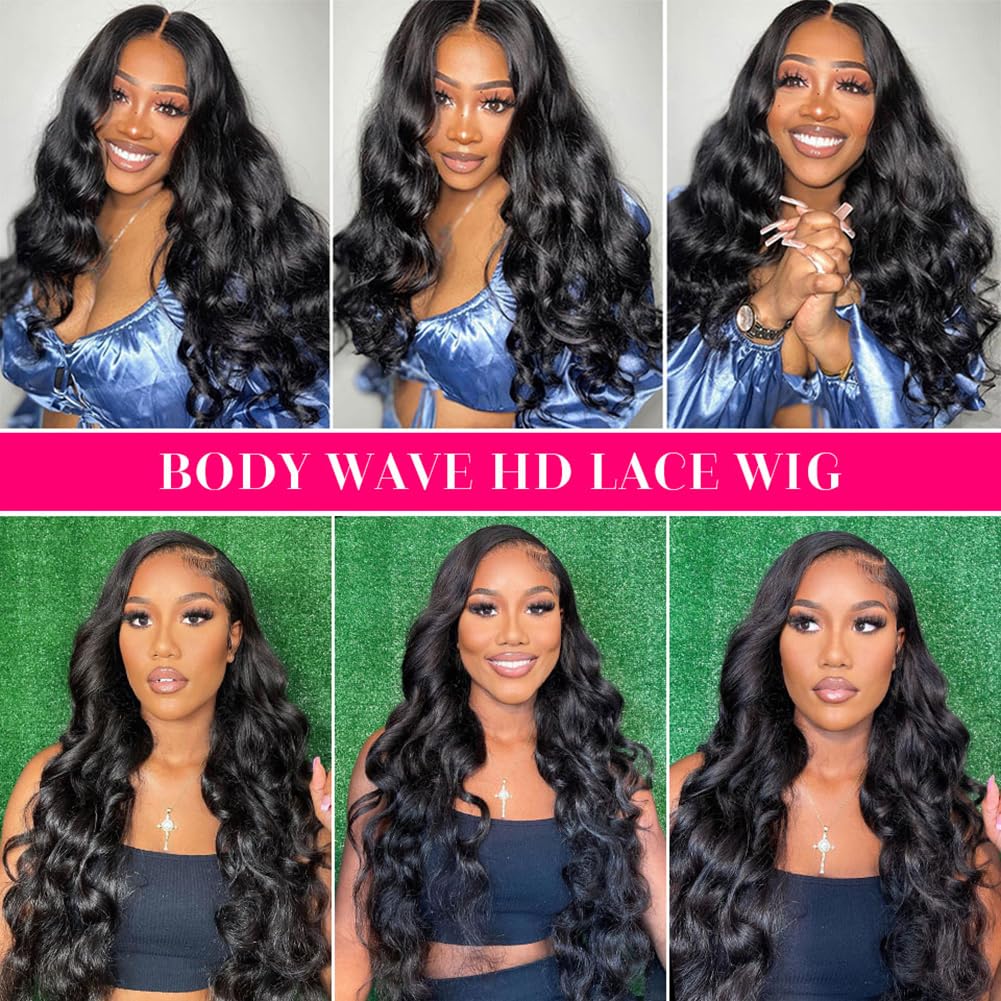 28 Inch Body Wave Lace Front Wigs Human Hair 13X6 HD Lace Frontal Wigs Human Hair 180% Density Glueless Wigs Human Hair Pre Plucked for Women Brazilian Virgin Body Wave Wig Natural Color - Image 8