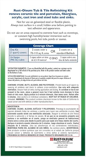 Miniatura 9 de Rust-Oleum 372418 Kit de reacabado de tinas y azulejos, 1 cuarto de galón (paquete de 1), niebla costera