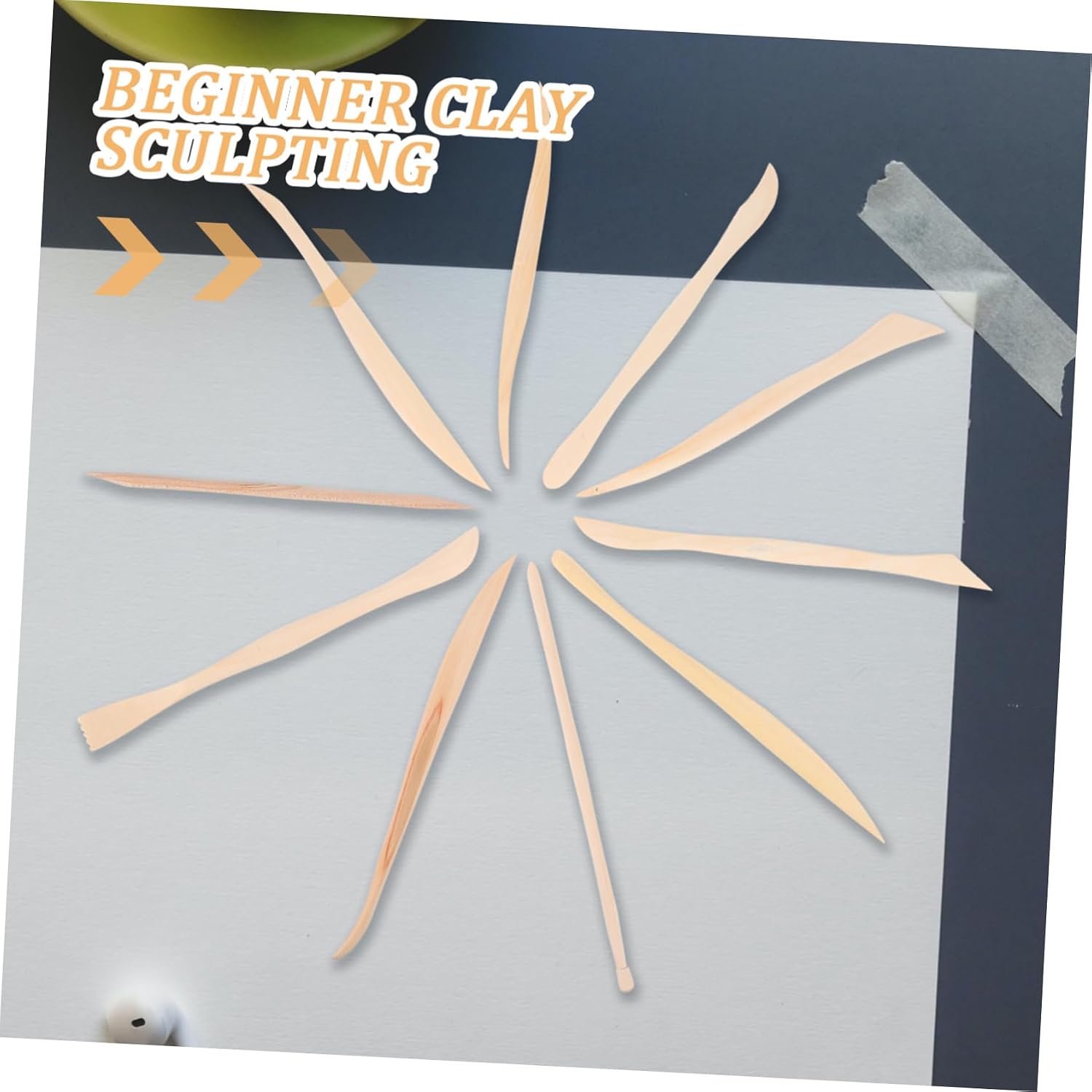 EPIGEIST 10-Piece Wooden Sculpting Tools Set for Pottery Clay Modeling and Carving Tools for DIY Pottery Projects and Crafting Natural Wood Material