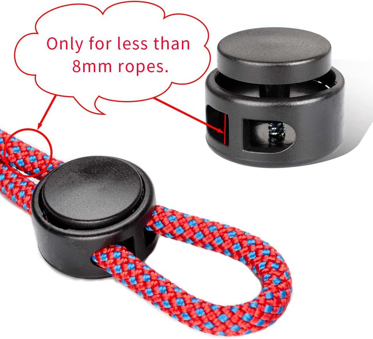 DYZD Extra Large Cord Lock End Spring Cord Stopper Toggle for Paracord, Drawstring (Black, 10 PCS)
