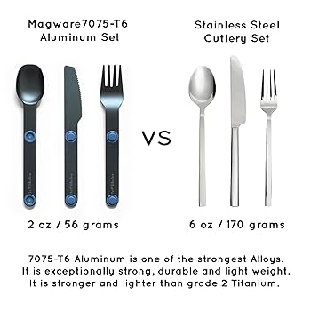 FULL WINDSOR - MAGWARE Magnetic Camping Cutlery Set - Travel Utensils For Camping, Cooking, And Outdoor Dining - Knife, Fork & Spoon - Portable Silverware With Pouch - Black (3 PCS