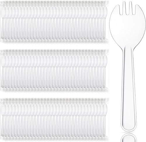 Tioncy 150 tenedores desechables de plástico envueltos individualmente de 4.5 x 1.26 pulgadas, juego de tenedor y cuchara 2 en 1, utensilios disponible en Yaxa Peru