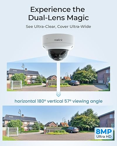 Miniatura 2 de REOLINK Cámara IP PoE de doble lente 4K 8MP 180, IK10 a prueba de vandalismo, detección de personasvehículosanimales, visión nocturna a color de