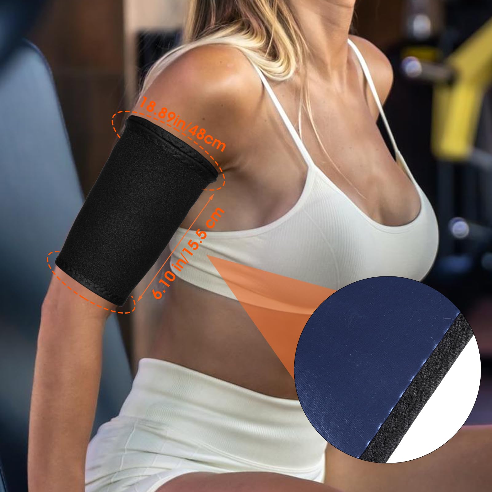 Qianyu 1 paio di fasce regolabili per sauna, fasce per il sudore, per allenamento, riduzione del grasso del braccio, toner, maniche più sottili, per braccia flaccide, allenamento sportivo (nero)