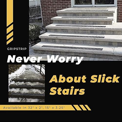 Miniatura 8 de GripStrip S - Paquete de 8 peldaños antideslizantes, color negro (32 x 2 pulgadas), tiras antideslizantes para exteriores, tiras de tracción de