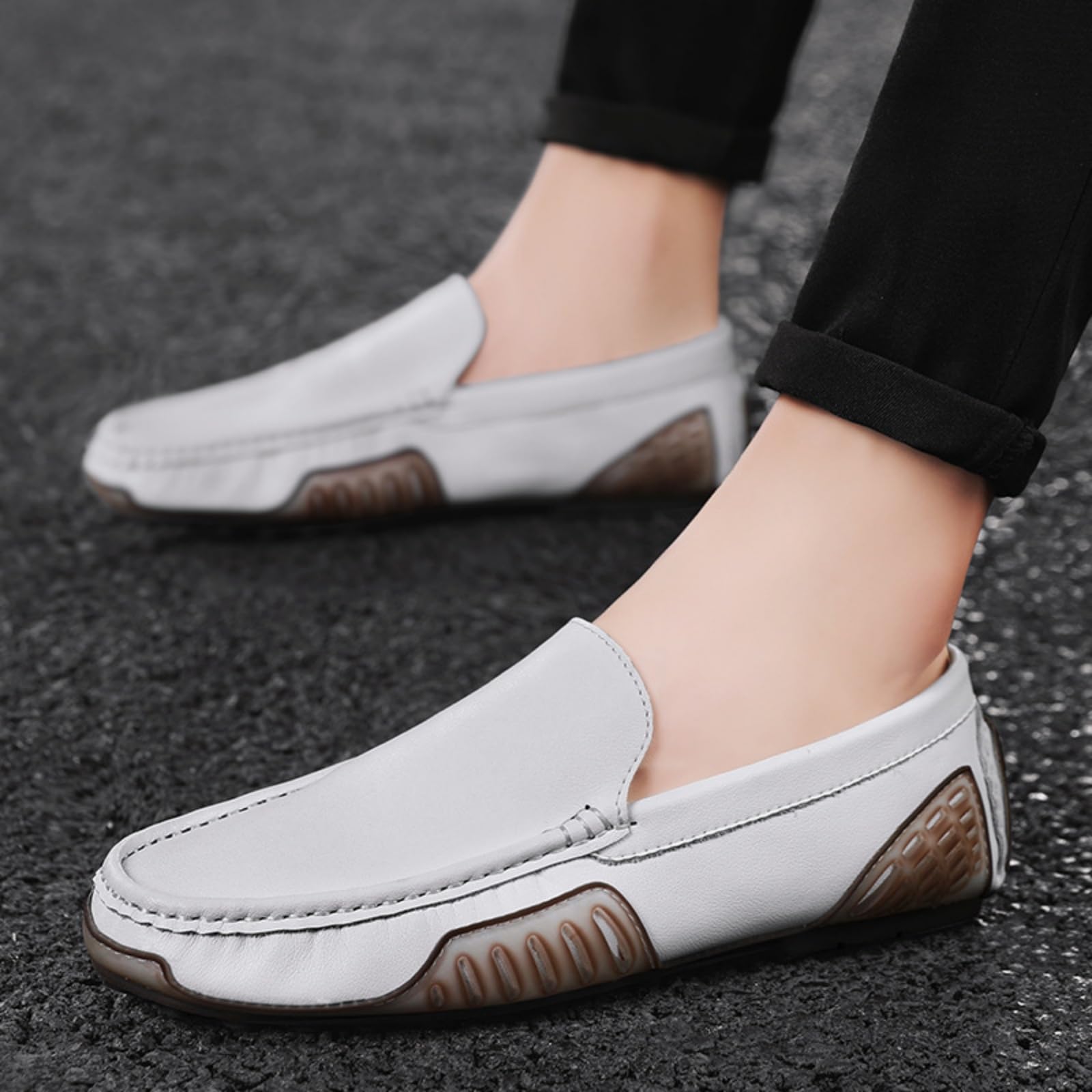 Hixingo Scarpe da Guida da Uomo in Pelle