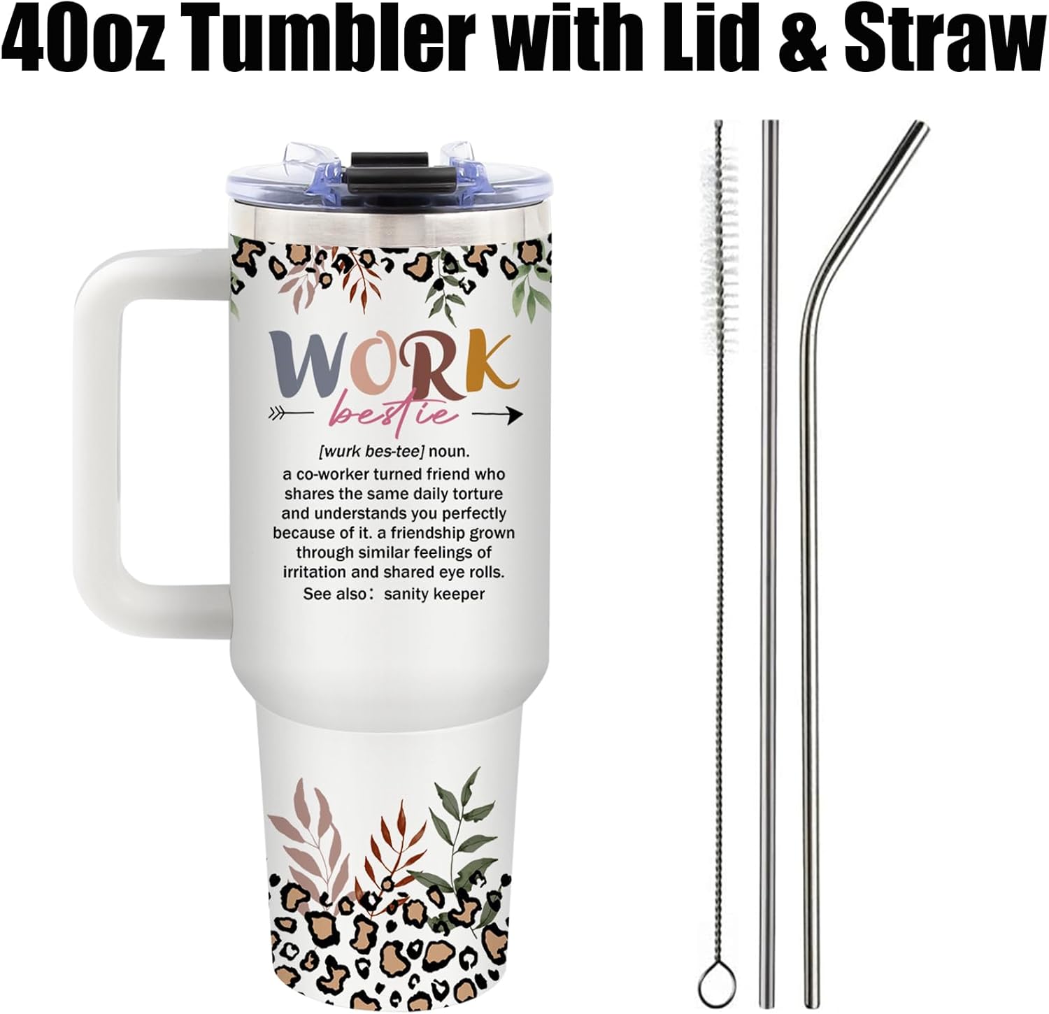 Work Bestie Gifts for Women Birthday Gifts for Best Friend Woman Work Bestie Cups Tumbler Coworker Gift for Women Leaving Goodbye Farewell Gift Besties Tumbler 40oz (New Lid) - Image 5