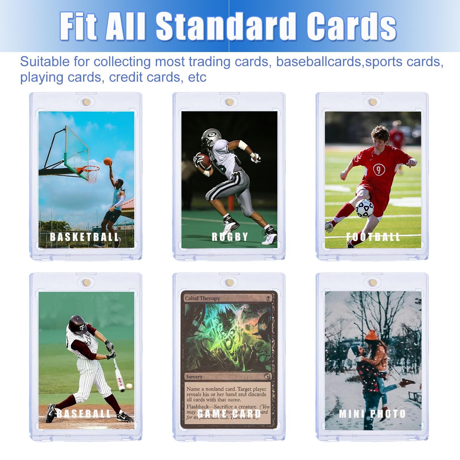 Protector Cartas Pokemon SWAWIS 10 Piezas Fundas Magnéticas Tarjetero 35PT Cartas Coleccionables Marco De Protección UV Funda Cromos Futbol Panini