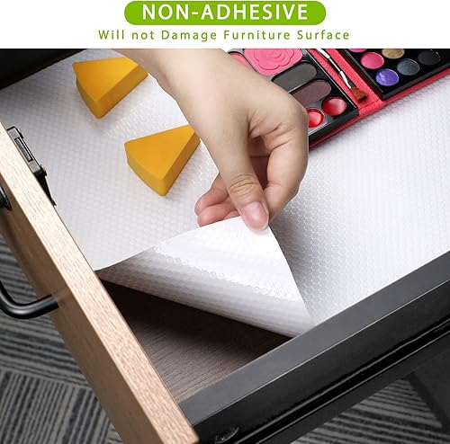 Miniatura 4 de WochiTV Revestimiento de estante para armarios, cajones de 17.5 pulgadas x 10 pies, de plástico EVA no adhesivo, impermeables, tapetes protectores