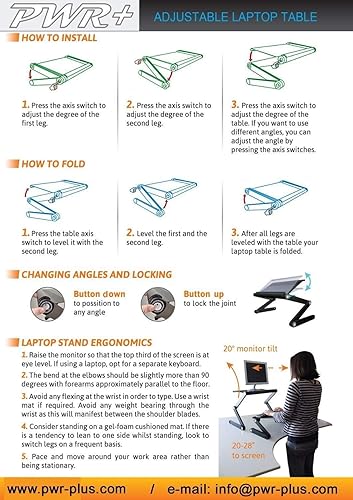 Miniatura 7 de Pwr  Mesa de soporte portátil para laptop  almohadilla de ratón Soporte totalmente ajustable y ergonómico para Ultrabook y Macbook de aluminio de