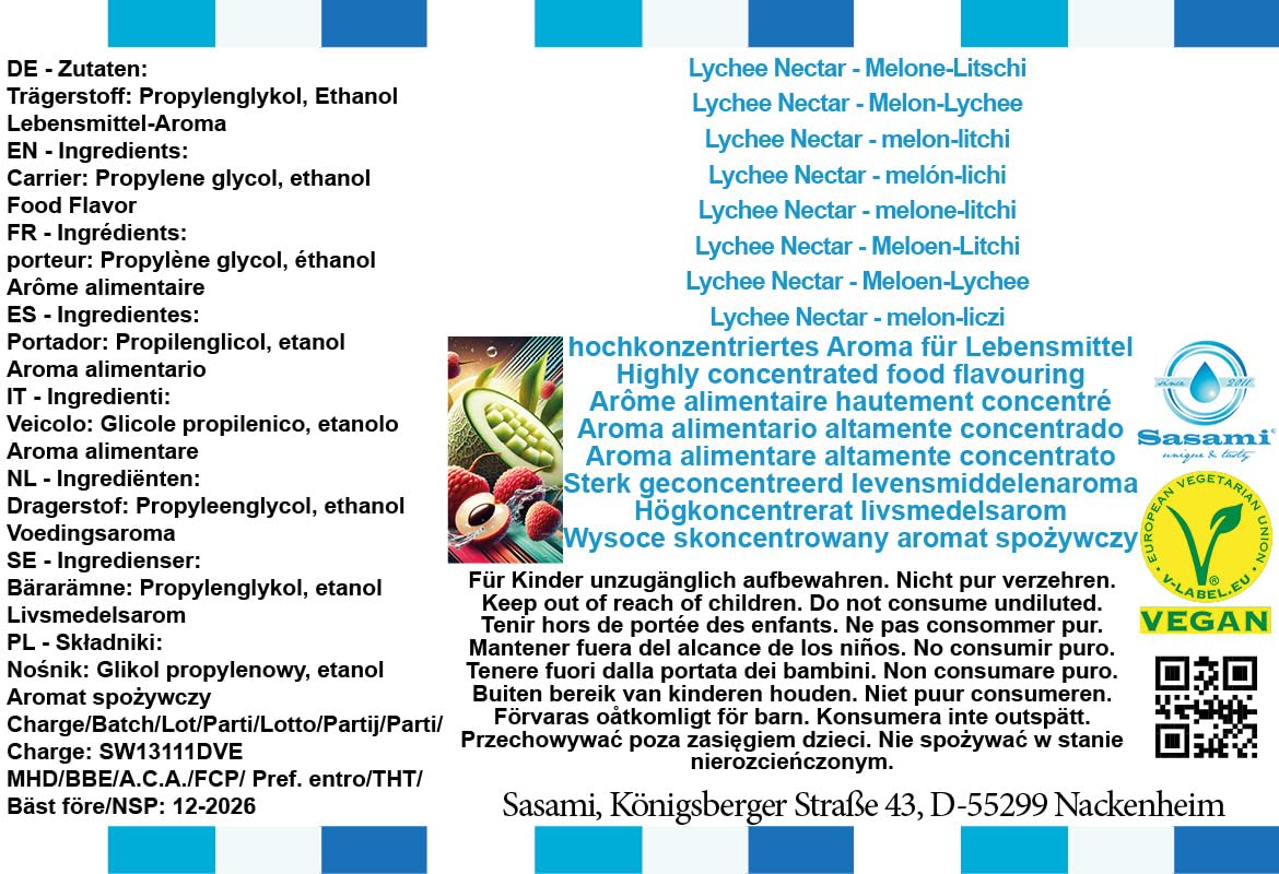 Lychee Nectar - Melone-Litschi Aroma Konzentrat - Vegan - Sasami - 100ml