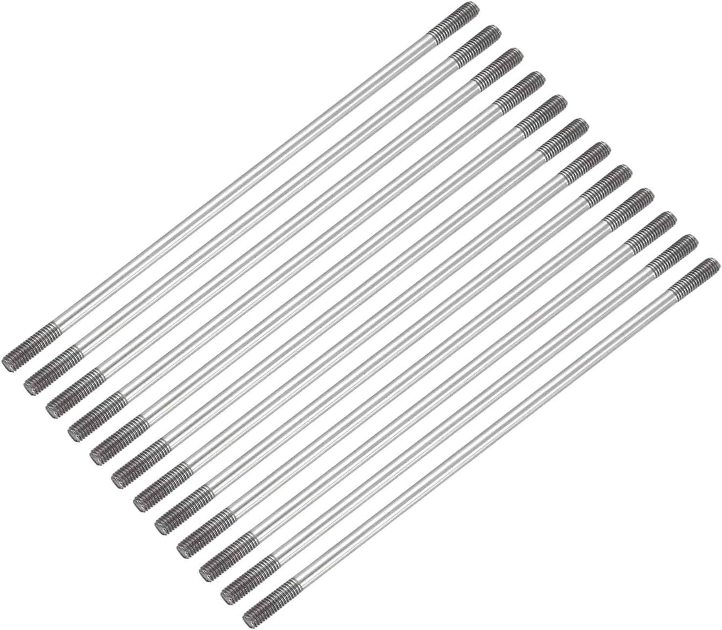 – sourcing map 12 Pcs Silver Pushrod Connector Linkage, M3 Threaded Rod 304 Stainless Steel Double End RC Servo Push Rods for RC Airplane Car Boat Helicopter DIY Model Parts, 100mm/3.94"