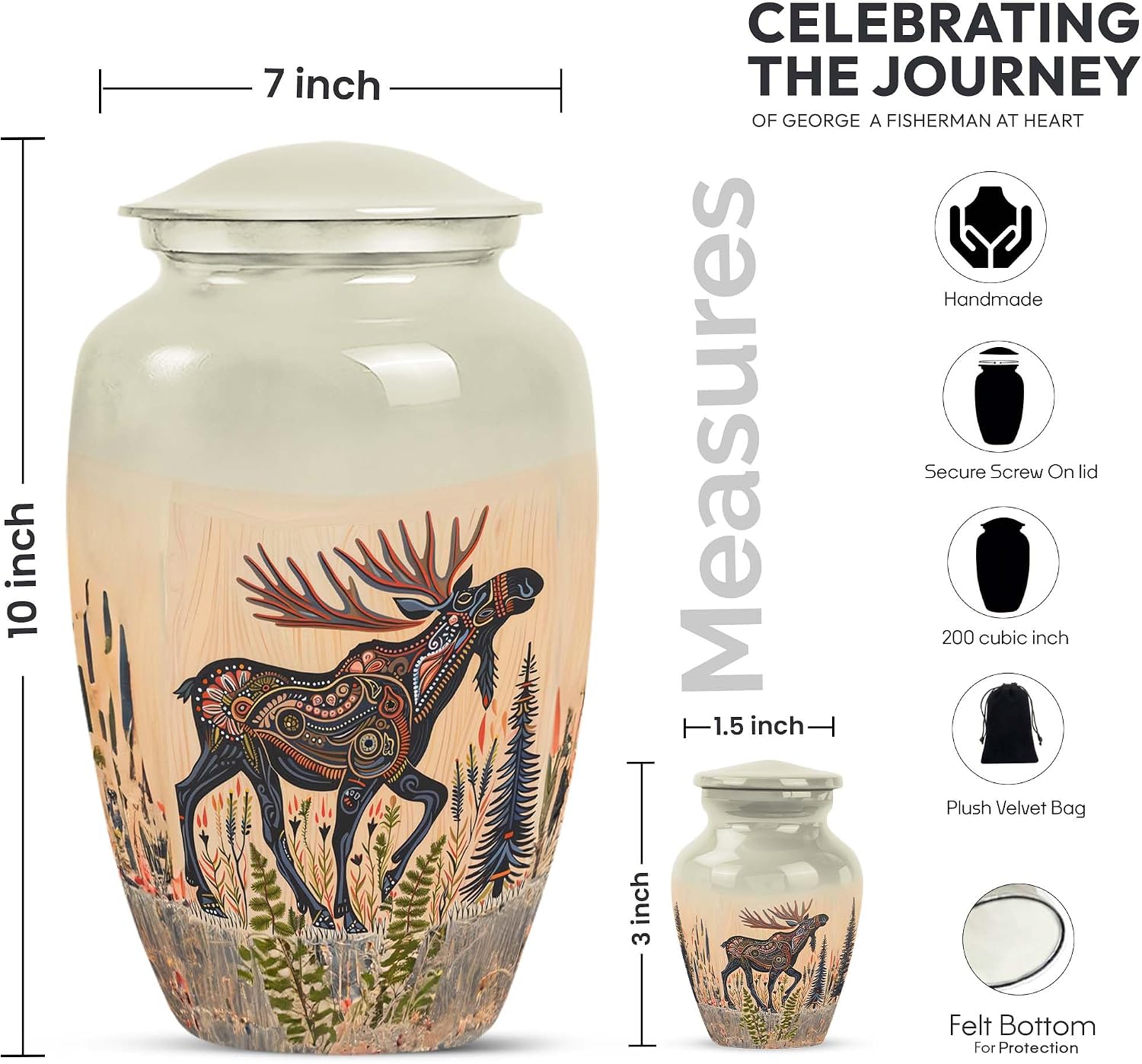 Moose Cremation Urns for Human - Memorial Urns for Human Ashes Keepsake - Urn for Mom - Keep Sake for - Memorial Urn for Ashes Keepsake - 3 Inch - Pack of 1