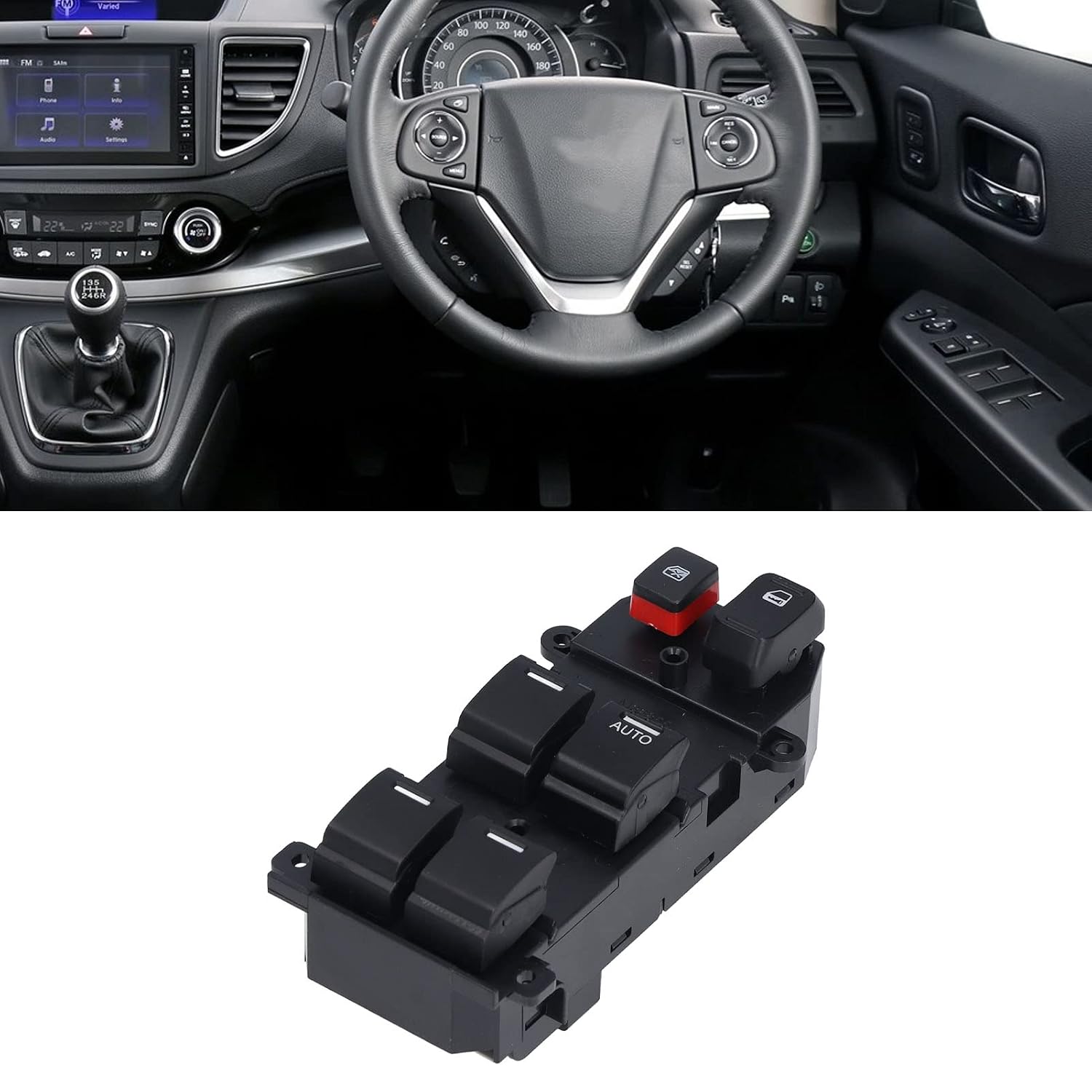 Power Window Switch, Car Electric Power Window Regulator Lifter Button Switch Control 35750-SWA-Z01 Push Button Switch Compatible with RHD 2007-2010
