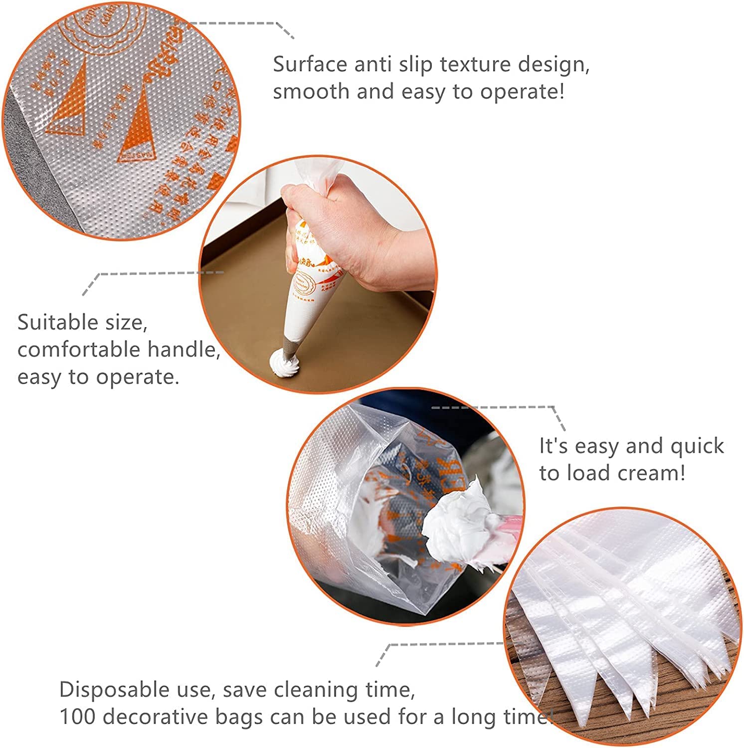 BAKING SET Icing Piping Bags for Cake Decoration Transparent 50 Pieces (Large) 1