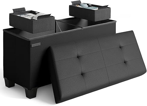 Banco otomano de almacenamiento con cubos de almacenamiento banco de almacenamiento de 30 pulgadas para dormitorio extremo de la cama reposapiés