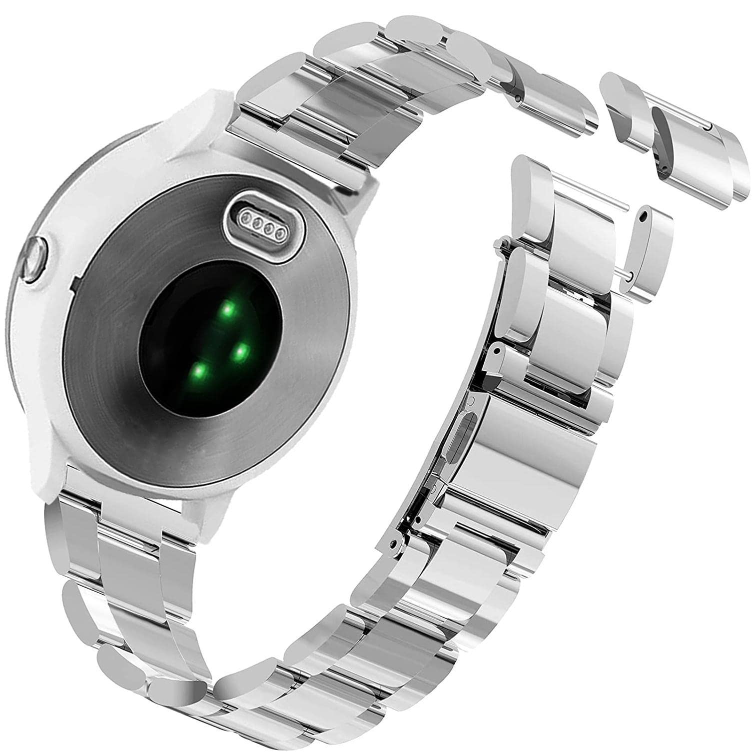 Abanen Stainless Steel Watch Bands for Garmin Venu 2 Plus/Venu Sq/Vivoactive 6/5, 20mm Quick Release No Tool Needed Detachable Adjustable Metal