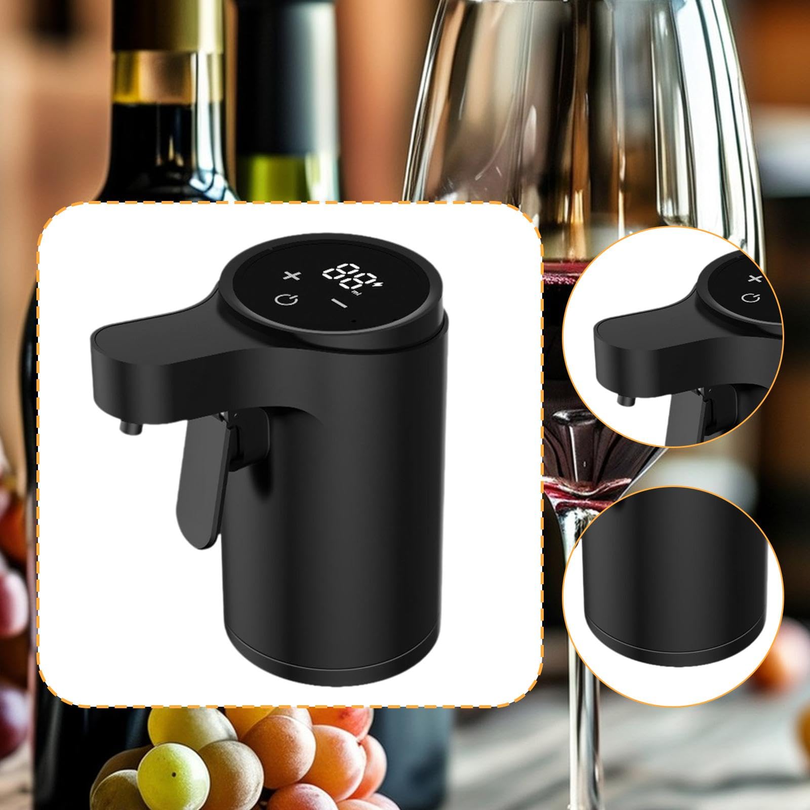 Qianly Distributeur de Vin Automatique Électrique Verseur Décanteur Aérateur et Accessoires pour Femmes Fabriqué En Pp avec Tube Flexible Anti-g, Noir