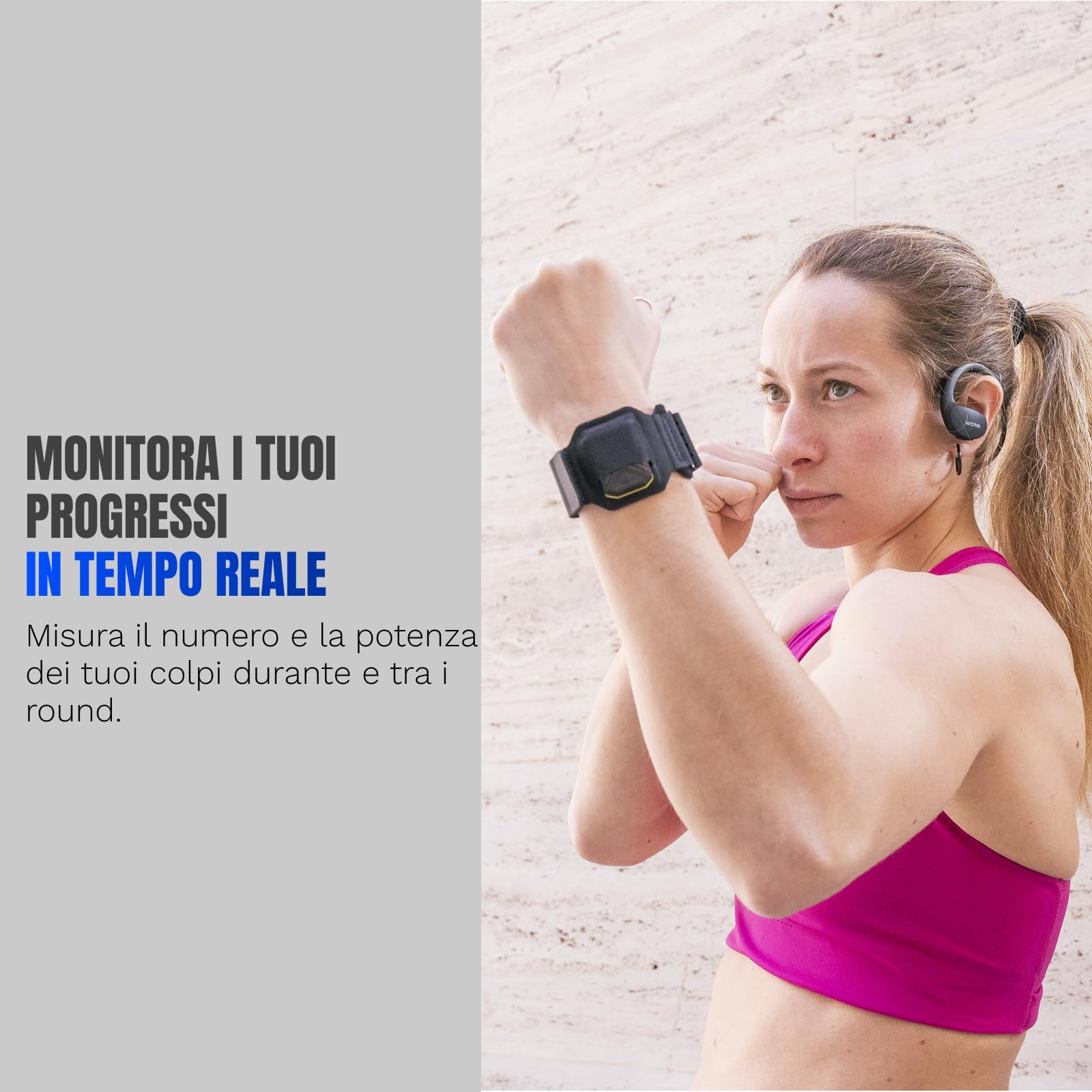 Sensori Bluetooth Boxe – Tracker Colpi per Sacco e Shadow Boxing, Monitoraggio Potenza Velocità e Conteggio in Tempo Reale | App PunchLab | iOS & Android