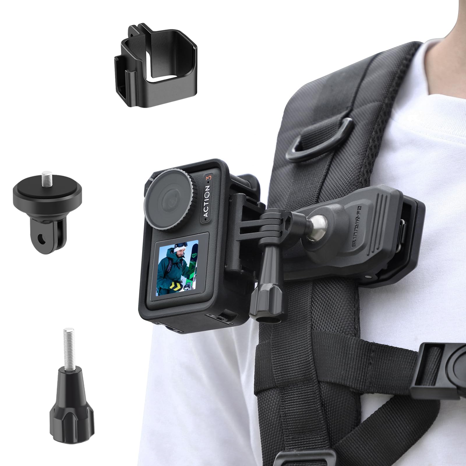 Wiseten Magnetyczny uchwyt na klips do plecaka DJI Osmo Pocket 3, magnetyczny uchwyt na pasek na ramię, regulowany 360°, akcesoria do Insta360 X5 X4 X3 GoPro Hero 13 12 11 10 DJI Osmo Pocket 2