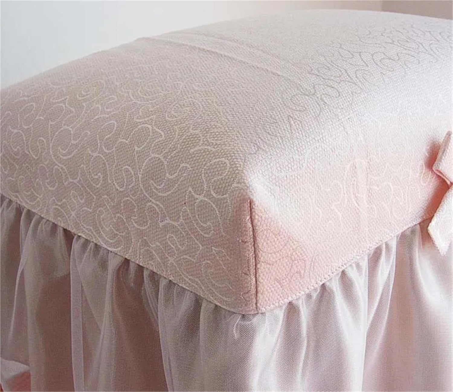 Piano Bench Cover Rectangle Makeup Stool Cover Bench Piano Decorative Flounce Seat Cushion Round Lace Chair(Pink,76x35cm)