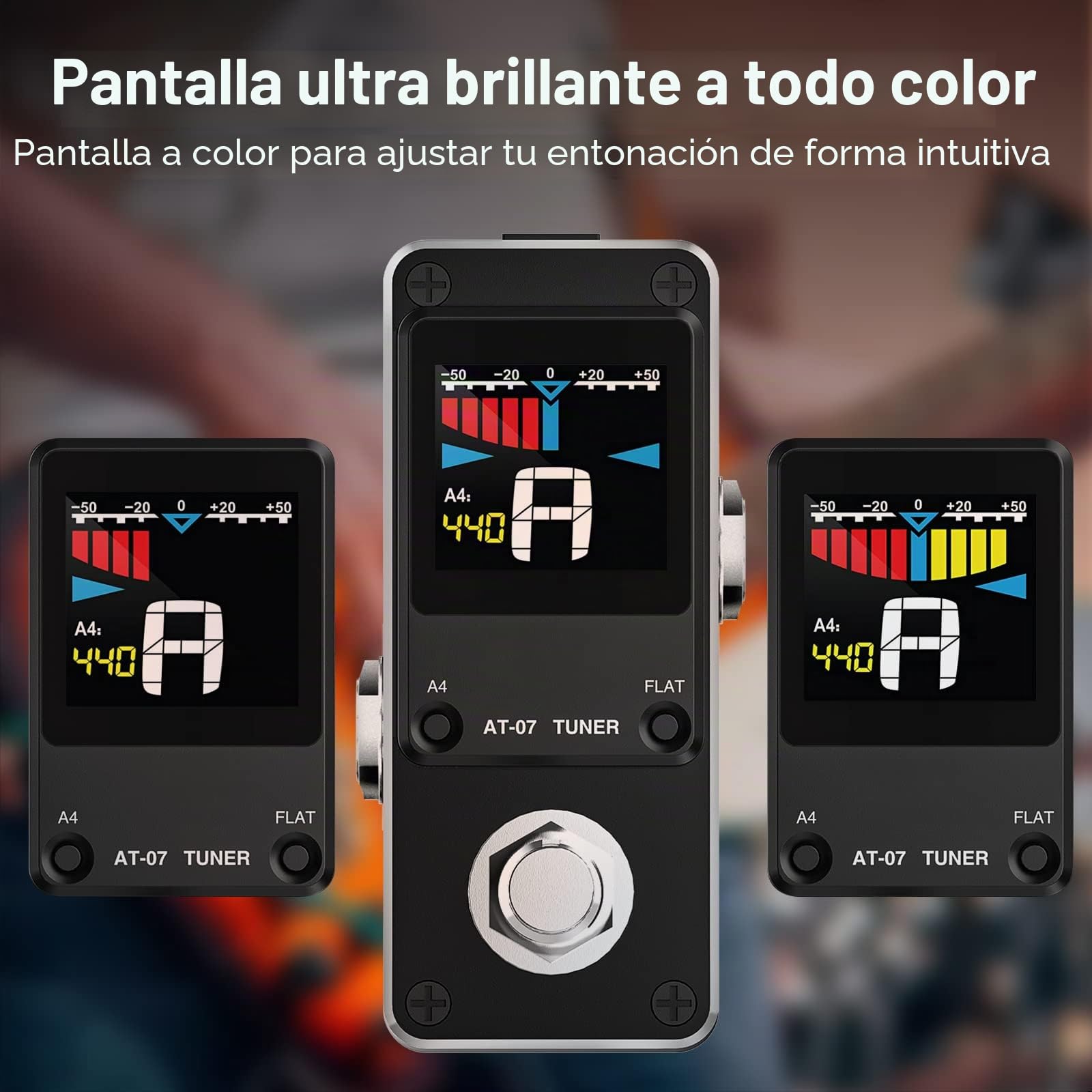 Pedal afinador, LEKATO Pedal afinador cromático para guitarra y bajo - Mini pedal afinador de instrumentos cromáticos con pantalla LCD