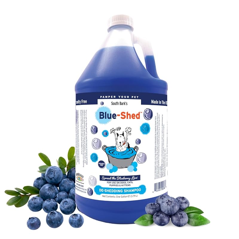Shampoo para cães e gatos South Bark Blue-Shed® com extrato de mirtilo e óleo de argan, Showseason Animal Products, 3,8 L