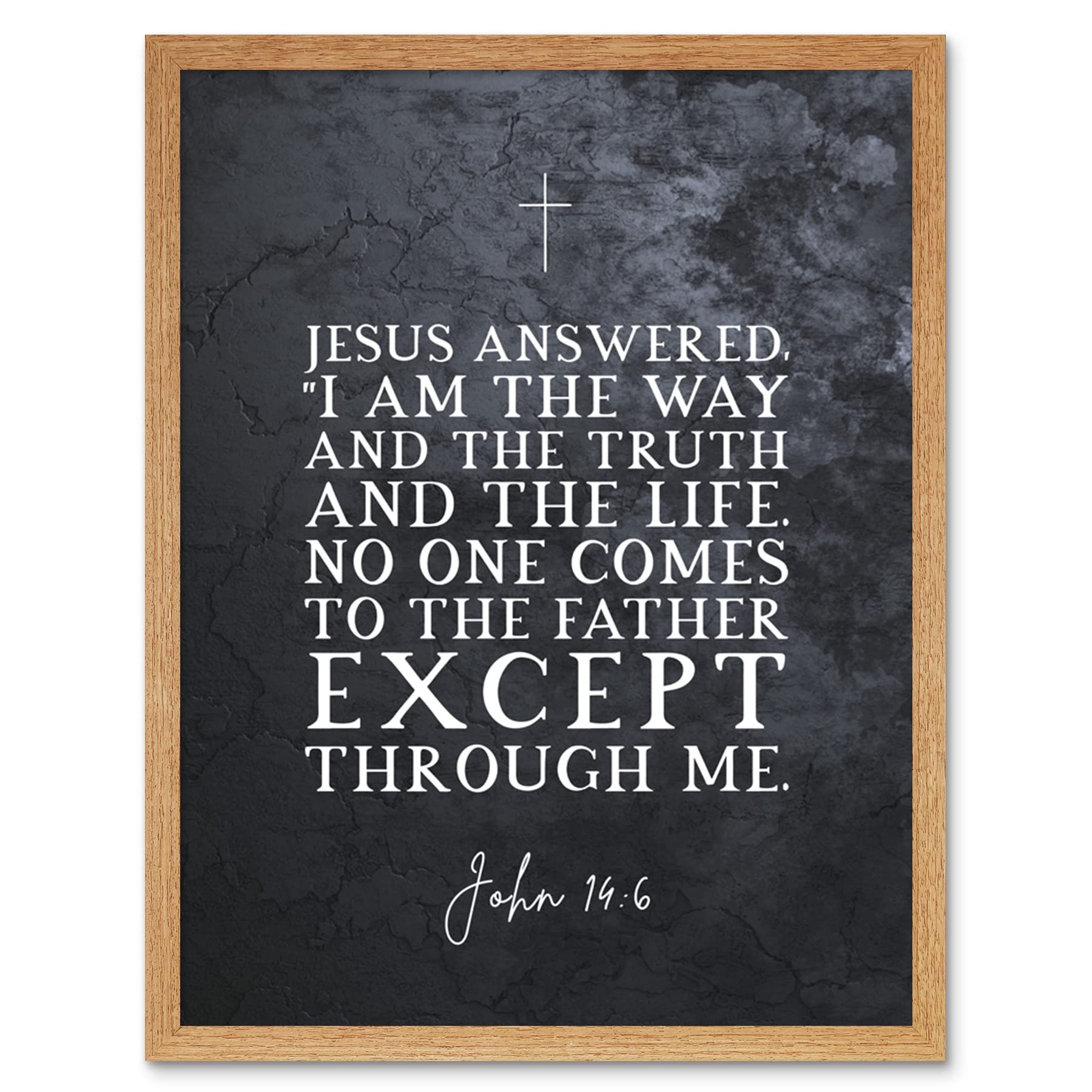 Artery8 John 14:6 Jesus I am the Way The Truth And The Life Christian Bible Verse Quote Scripture Typography Artwork Framed Wall Art Print 9X7 Inch