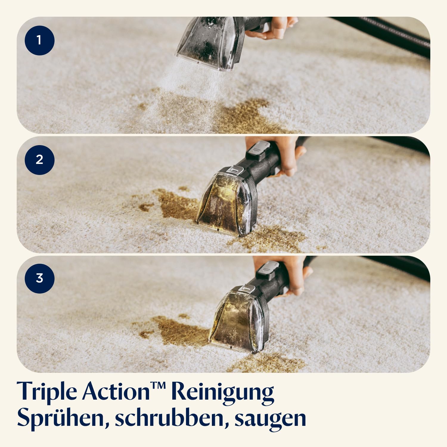 BISSELL SpotClean C3 | Stain Cleaner for Carpets and Upholstery | Portable | 3-in-1 Action | Sprays, Scrubs and Vacuums | Deep Cleaning for Carpets, Stairs and Car Interiors | 3619N