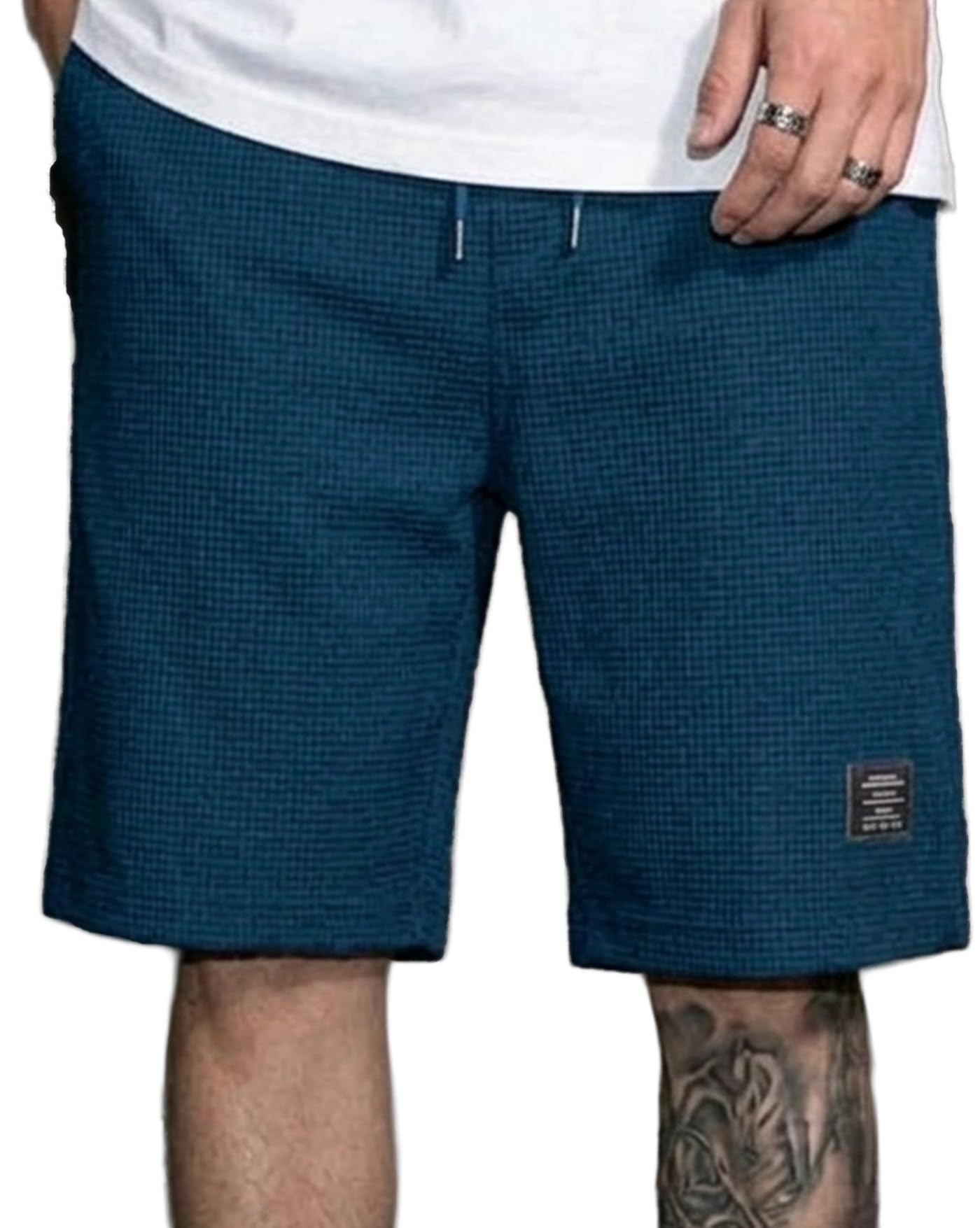 enitor Men's Solid Drawstring Waist Casual Knee Length Boxers,Solid Men Beige Basic Boxer's-picture-51