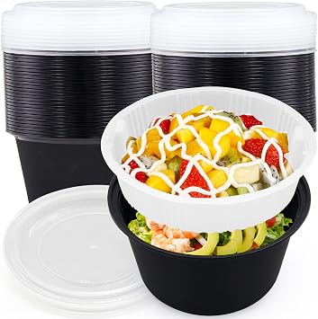 150 PCS Stackable Lunch Containers with Compartments, Reusable Salad Prep Containers - Microwave, Freezer & Dishwasher Safe