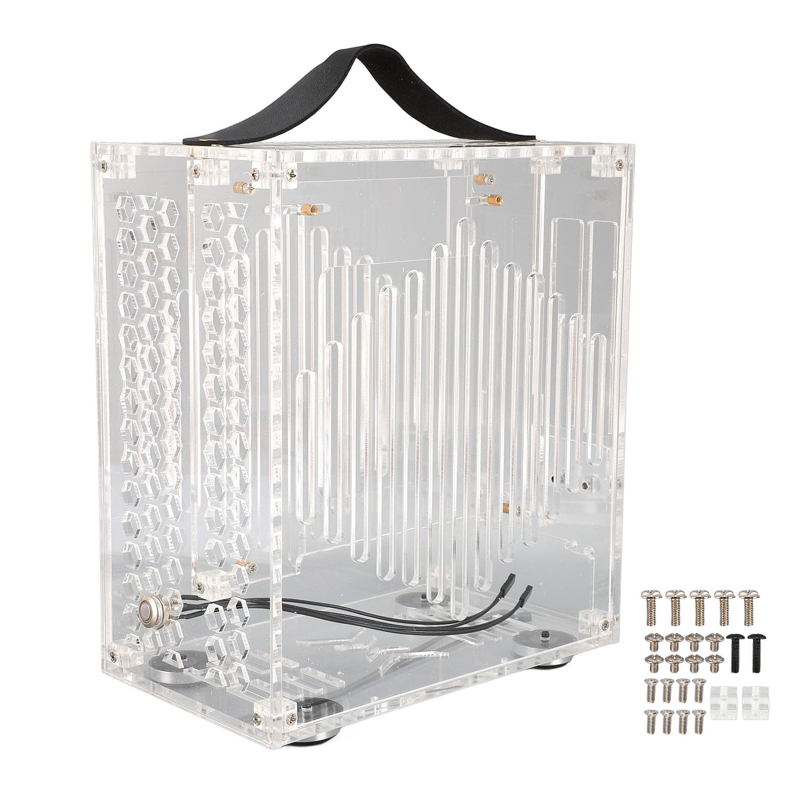 Demeras Miniaturowa Obudowa Komputera ITX Przenośna Akrylowa Obudowa Komputera dla Majsterkowiczów 23x20,5x12cm Przezroczysty Przepływ Powietrza 360 Stopni (Jasne)