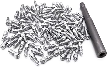 Marrkey 12mm Carbide Screw Tire Studs Snow Spikes Anti-Slip/Anti-ice for Car/Snowmobile/Tractor/ATV/UTV/Motorcycle/Short Lug/Bicycles/Shoes with Installation Tool - Pack of 100